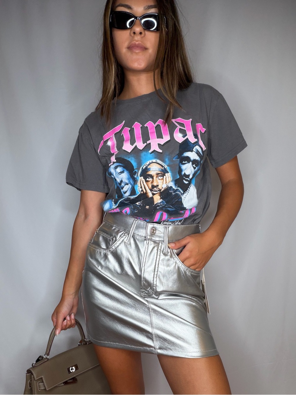 Graphic Tee - Charcoal Gray "All Eyez On Me"